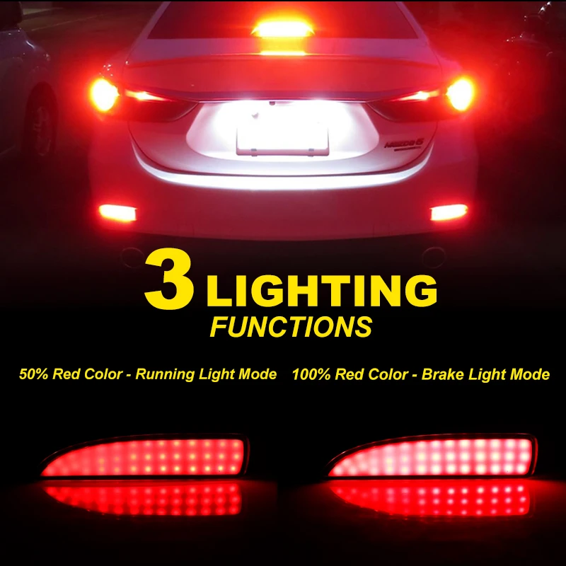2pcs Car LED Rear Fog Lamp Bumper Light For Mazda 3 5 6 2014-2018 Multi-function Auto Brake Light Dynamic Turn Signal Reflector
