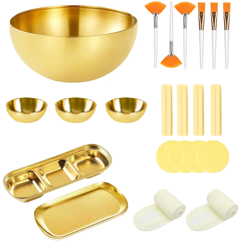 Stainless Steel Kit Facial Bowl Set 26-piece Accessories Cleansing Applicators Organized Beauty Treatment Trays