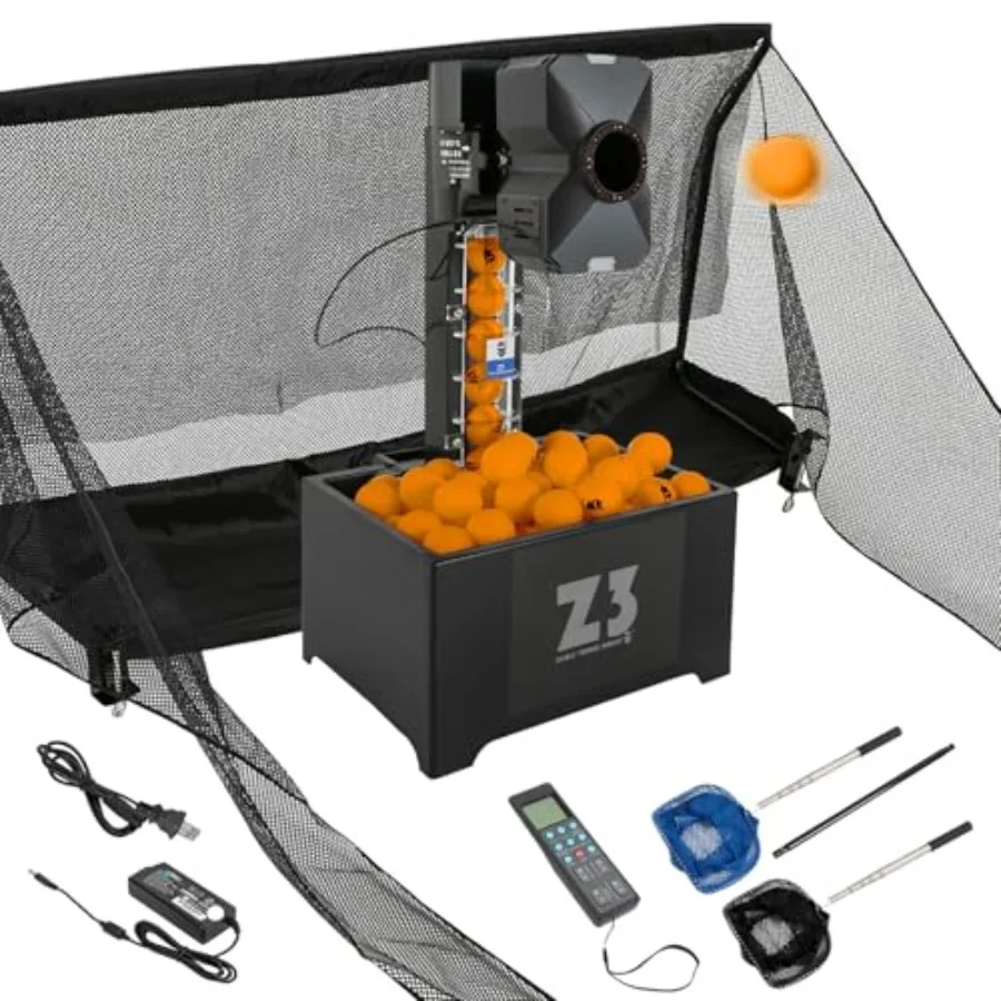 

Table Tennis Robot with Net Z3 Automatic Ping Pong Machine Wireless Control 10 Modes 35-90 Balls Min Includes 100 Balls for 40m