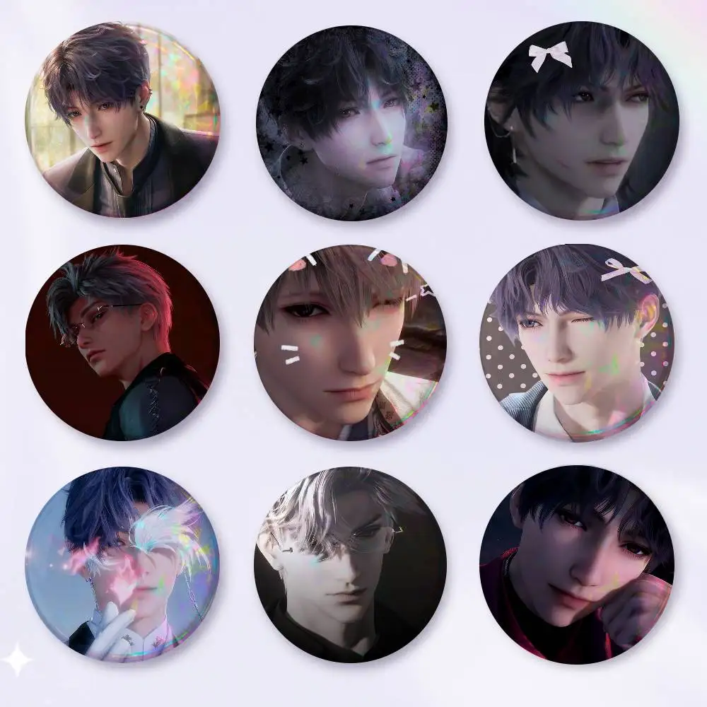 A-Love And Deepspace Badge On Backpack Accessories Manga Icons Pins Round Cartoon Brooches For Clothes Bag Decor Gifts