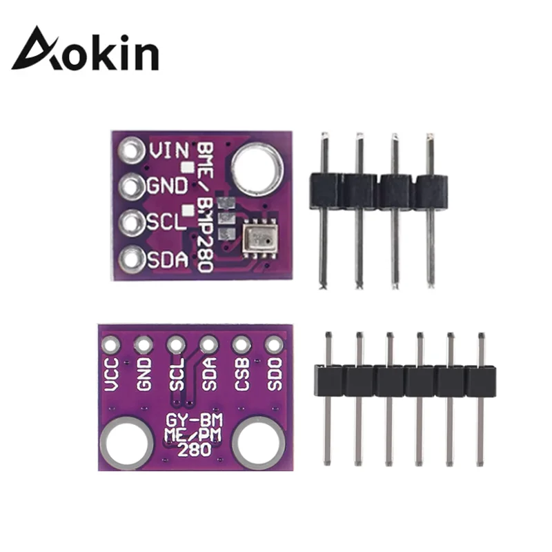 Aokin BME280 3.3V BMP280 5V Digital Barometric Altitude Sensor I2C/SPI High Accuracy and Humidity Temperature Module