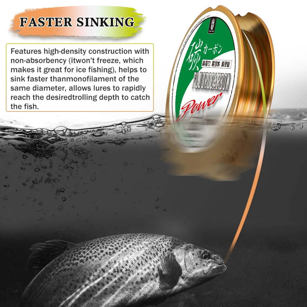 ZUKIBO Farbe Full Sink Fluorkohlenstoff-Angelschnur, 50 m, 100 m, 100 % Monofilament, Karpfen-Angelschnur, Vorfach, japanische Kohlefaserschnur – Detail 10