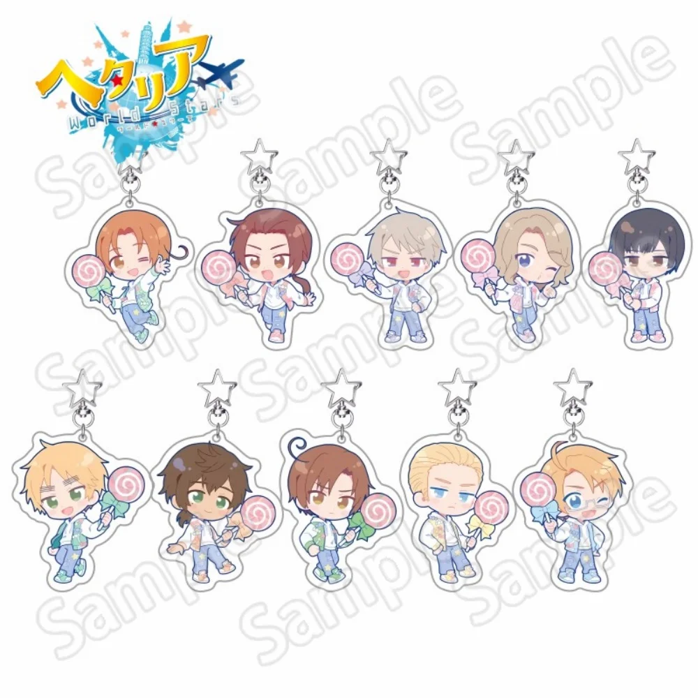 Anime Hetalia World Stars Complete Set Q Version 6cm Acrylic Keychain Italy China Russia  Desktop Ornament Collectible Fan Gift