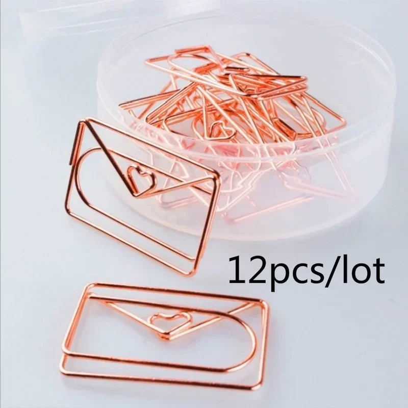 

12 Pcs/set Envelope Shape Office Paperclip Bookmark Scrapbooking Metal Mark Clip Creative Stationery Office School Supplies