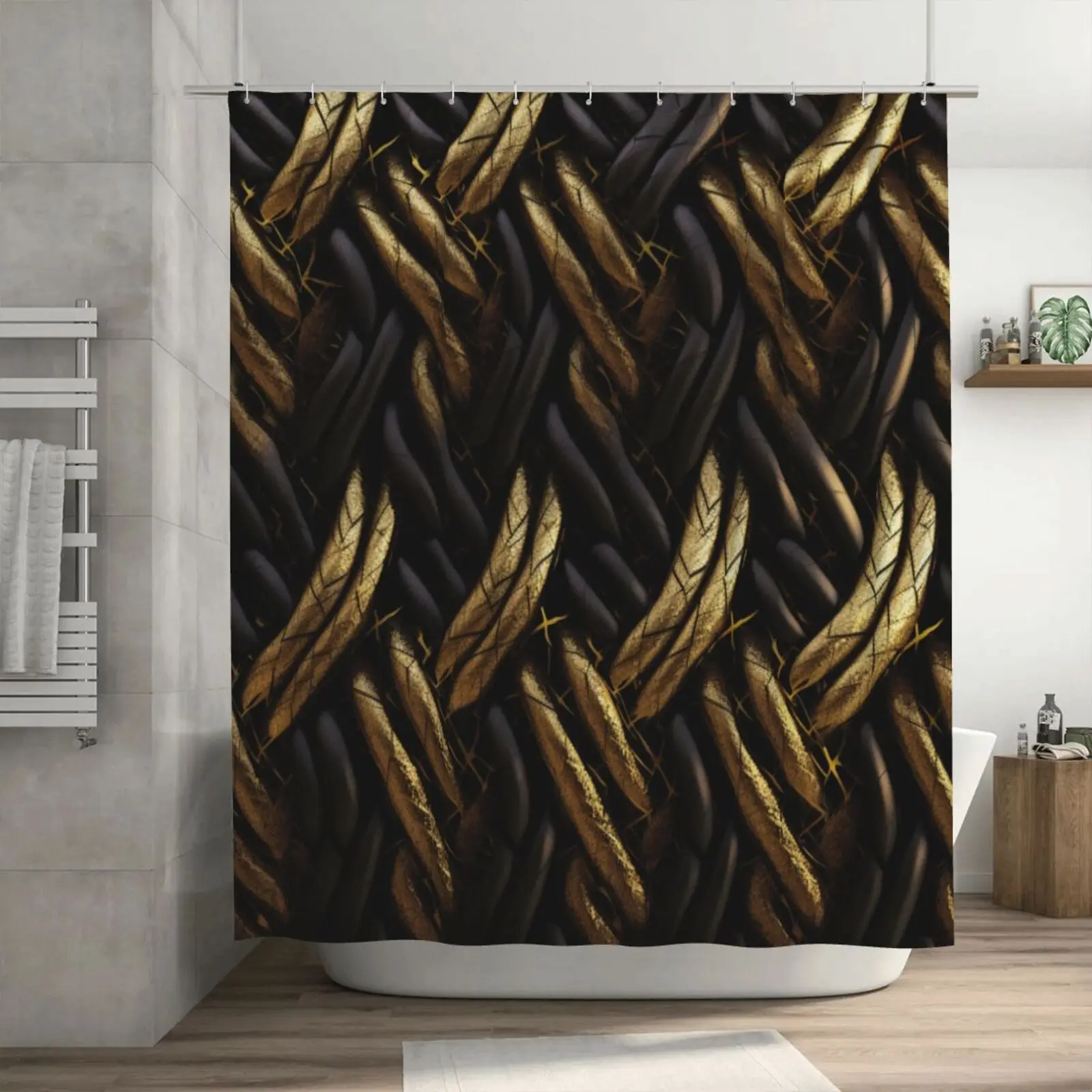 

Vintage Bathroom Curtains Luxury Textured Bathroom Shower Curtain Polyester Curtains Bathroom Accessories No Hooks 180X180CM