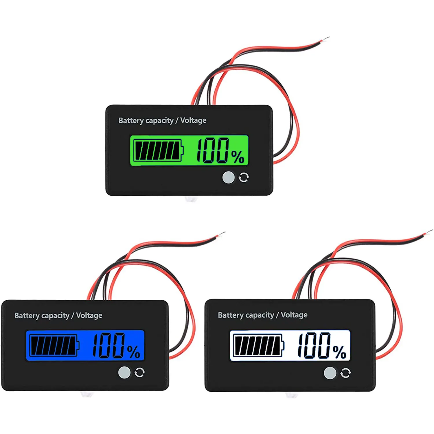 

DC 12V 24V 36V 48V 72V Battery Capacity Voltage Monitor Gauge Indicator With Lead-Acid and Lithium ion Battery Tester For Car