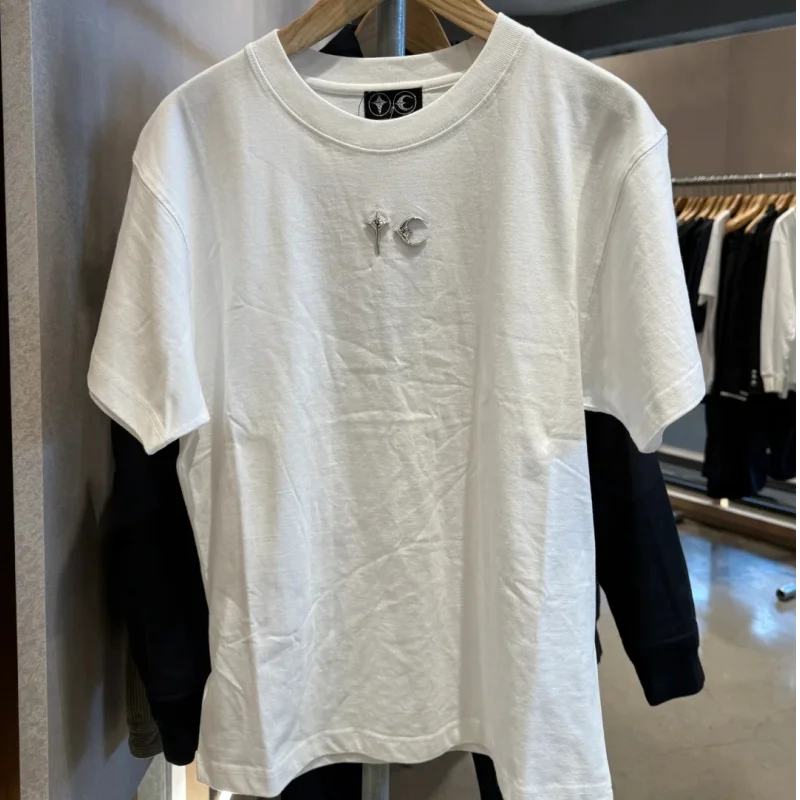 

New Summer High Quality Solid Color Men Women Cotton Thug Club T Shirts Casual Hardware Decoration TC Basic Short Sleeve Top Tee