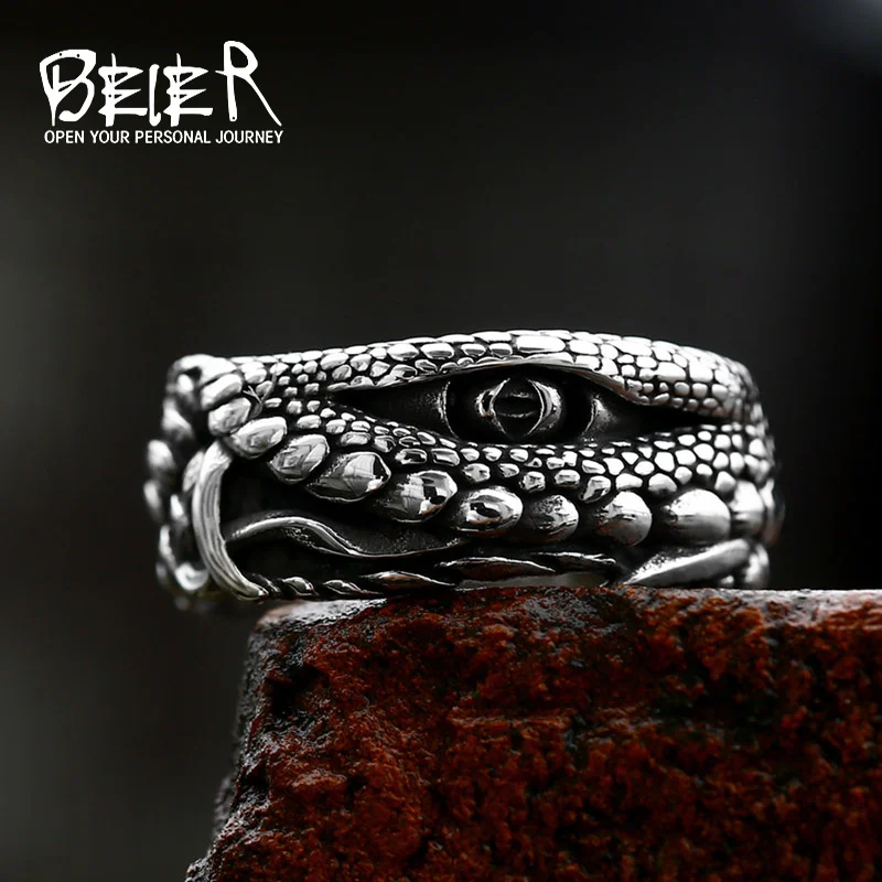 BEIER 2022 New Creative Design Crocodile Ring Crocodile Eye Ring For Men Hip Hop Party Jewelry Gift Dropshipping