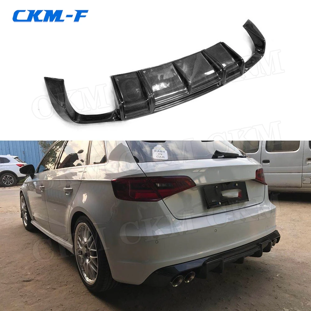 

Carbon Fiber Rear Lip Diffuser Spoiler for Audi A3 Sline S3 Hatchback 4 door Not A3 Standard 2014-2016 Fins Shark Style Plate