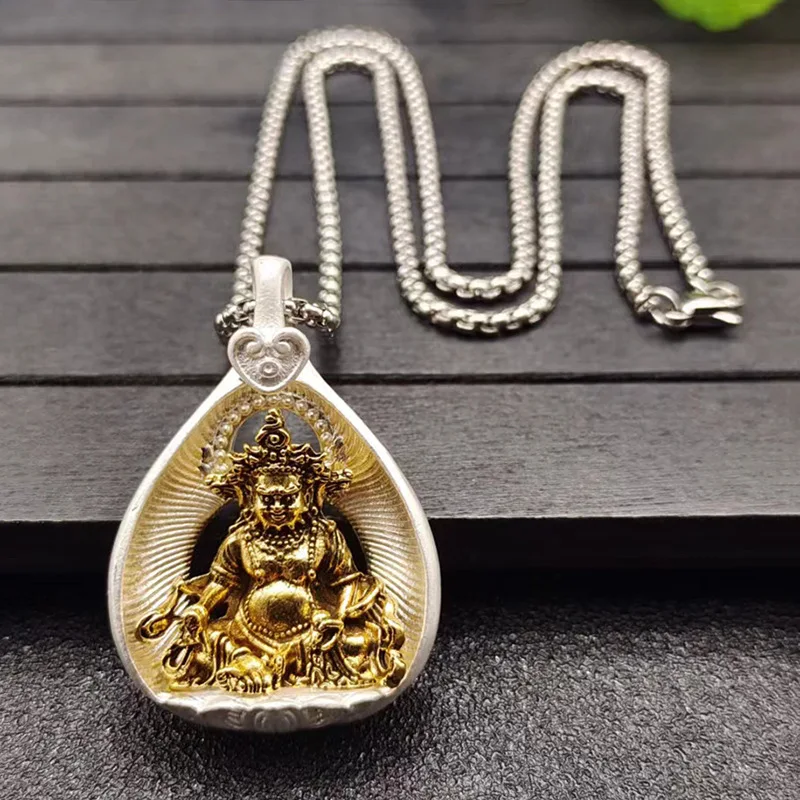 Buddha Statue Vintage Necklace Guardian God Buddha Natal Buddha Pendant Necklace Unisex Religion Peace Amulet Accessories Gift