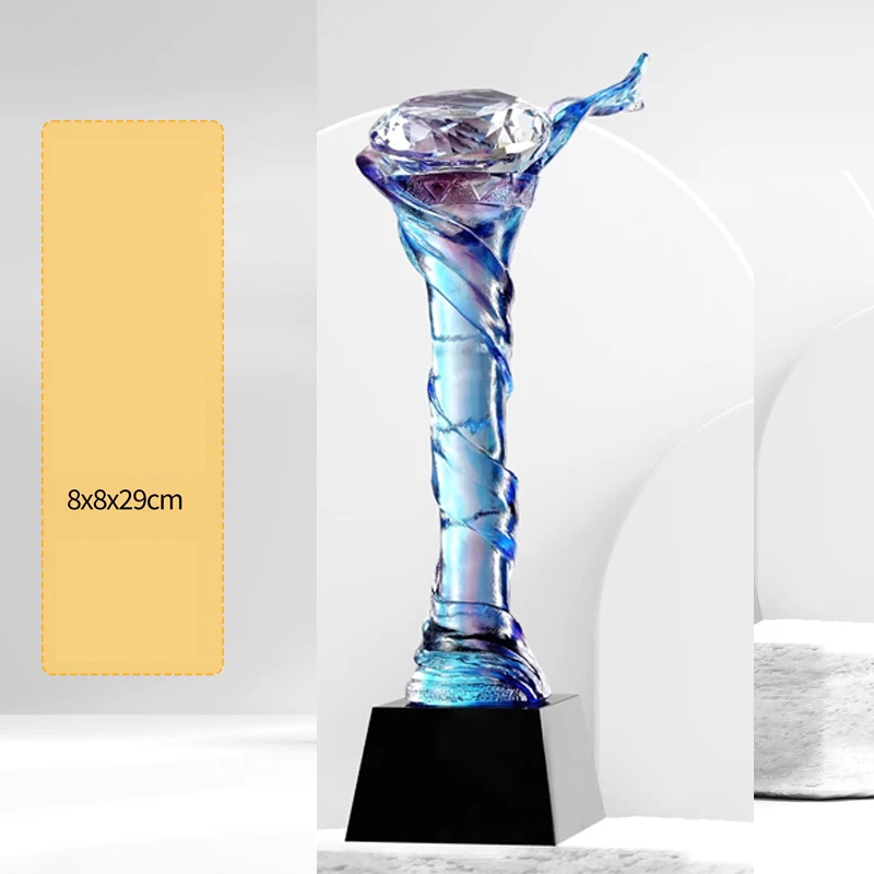 Customized High-end Colored Glaze Trophy, Annual Meeting Employee Celebration Souvenir, Sports Excellent Awards Decorations, 1Pc