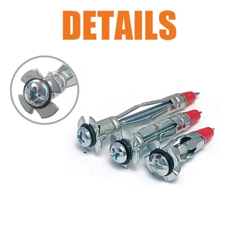 52PCS/box Galvanized Steel Hollow Wall Crive Anchor Screw Combination kit for Dry Wall Drywall Screws 35mm 46mm 59mm