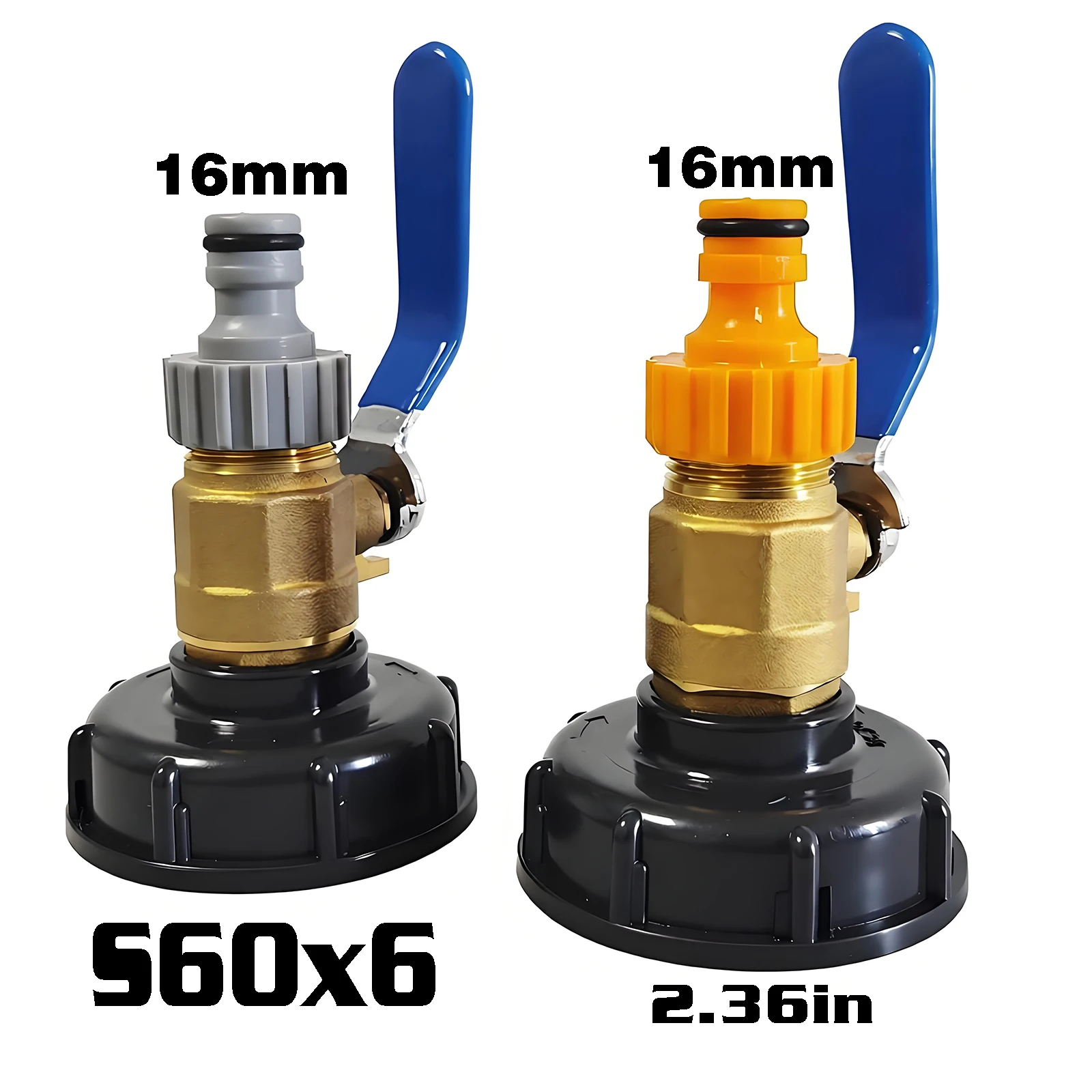 3/4'' copper valve Universal connector nipple IBC S60*6 water tank adapter adapter cover 3Pc set garden irrigation bucket outlet