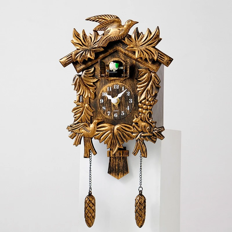 Swinging Wall Clock Creative Cuckoo Hanging Clocks Vintage Children Room Study Plastic Clocks Home Decorative Quartz Clock