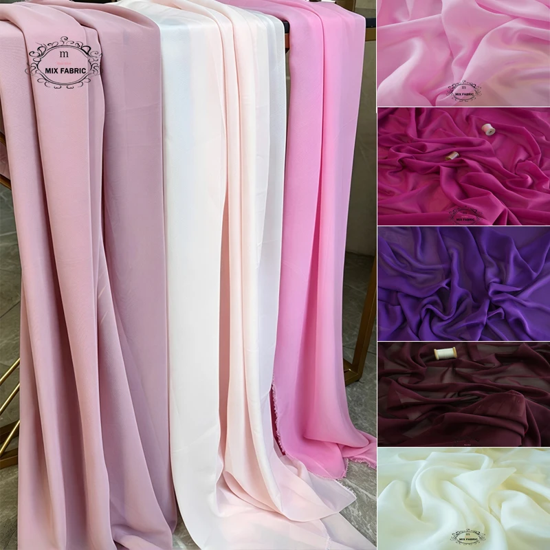 Pinks Soft Chiffon Fabric Wedding Celebration Curtain Cloth Mesh Layout Chair Back Yarn Encryption DIY Tutu Material