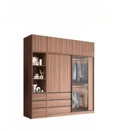 

Раздвижные стеклянные шкафы-купе для спальни, деревянные витрины-шкафы с выдвижными ящиками для хранения, экономящие пространство, мебель для дома
