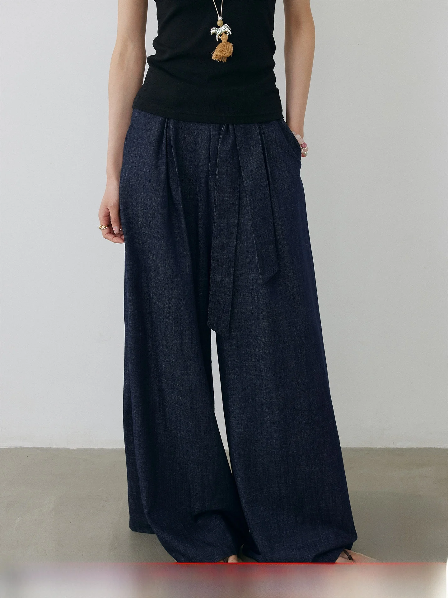 

KEARA High Waist Wide Leg Denim Blue Jeans Women Loose Casual Drapey Loose Commuter Long Pants Summer Casual Straight Leg Pants