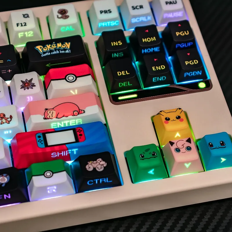 cartoon-anime-pokemon-keycaps-cute-pikachu-side-transparent-pbt-material-suitable-for-mechanical-keyboard-magnetic-axis-keys