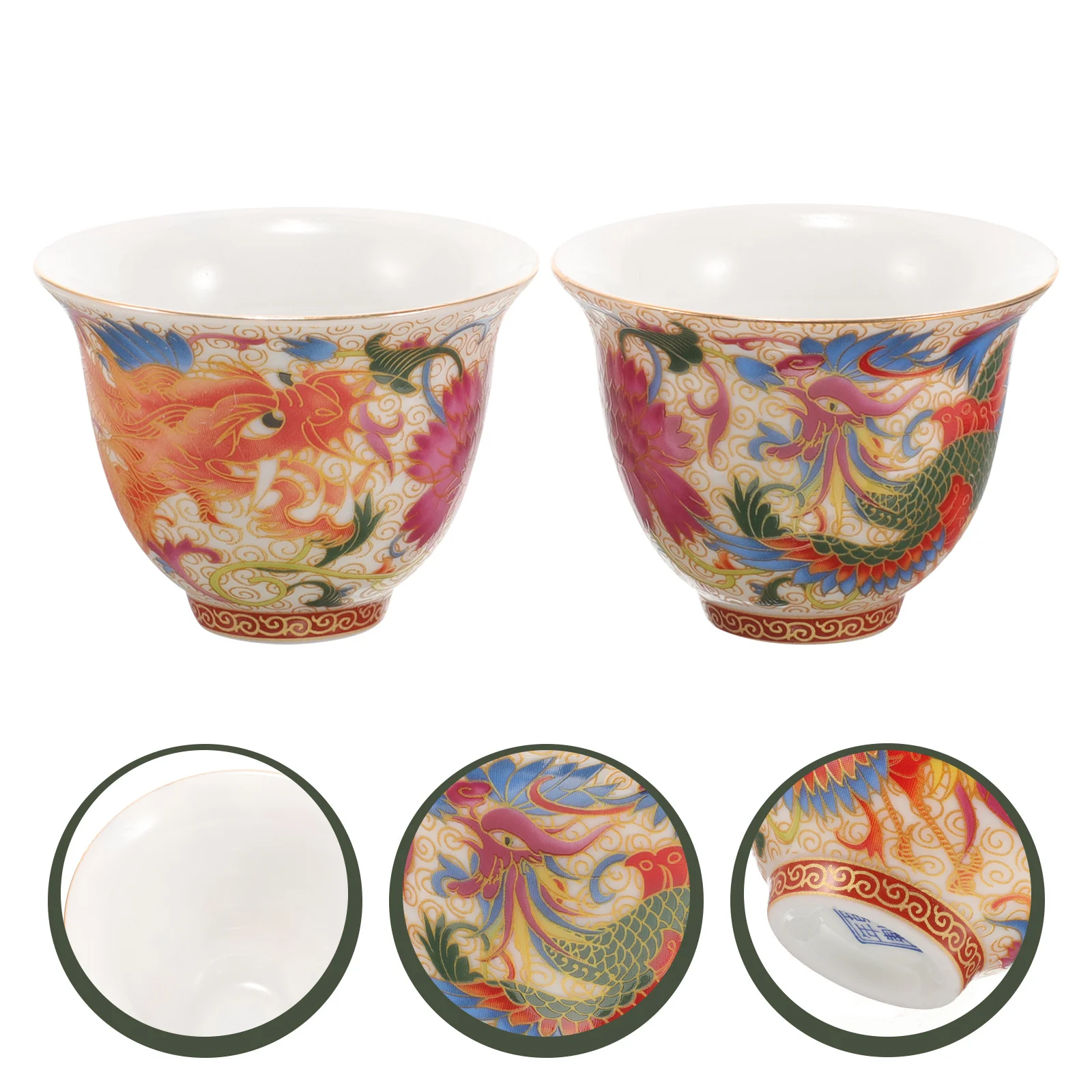 

1Pair Ceramic Tea Mugs Vintage Enamel Color Small Kung Fu Tea Cups Chinese Wedding Wine Drinkware Water Cup
