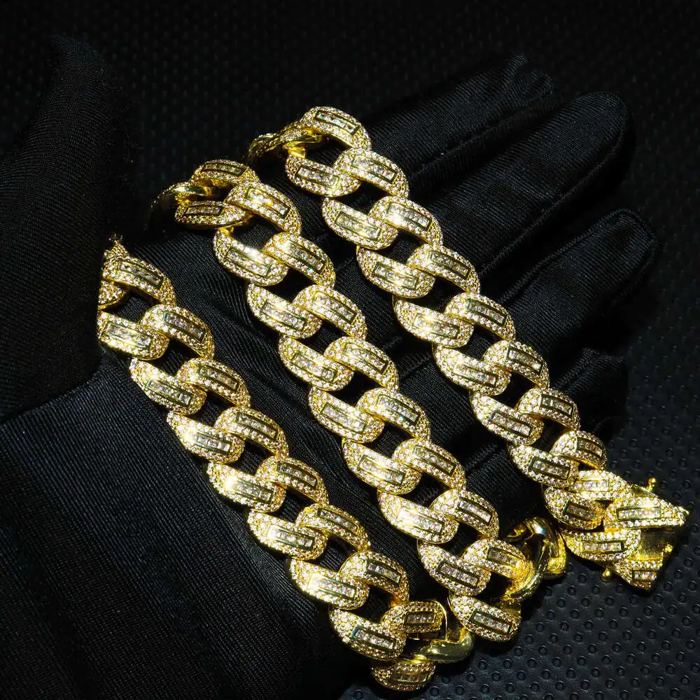 Hot Sell 925 Silver Bracelet with Adjustable 18mm Gold Hip Hop American Fashion Hiphop Necklace