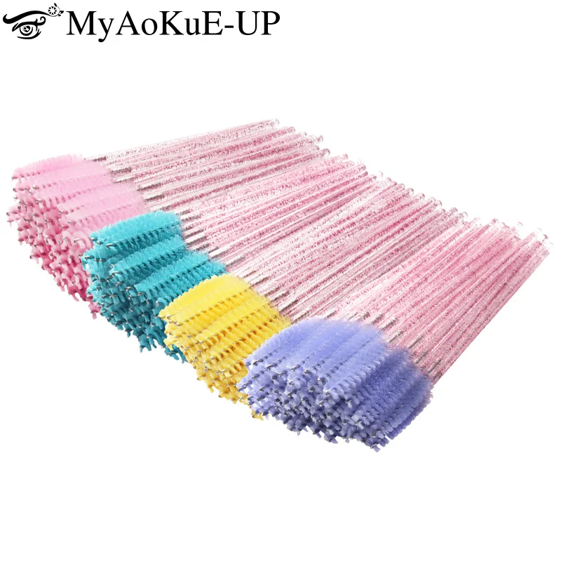 500pcs Eyelash Extension Micro Brush Eyelashes Makeup Brushes Crystal Handle Lashes Lifting Tool Applicator Lash Tech Supplies