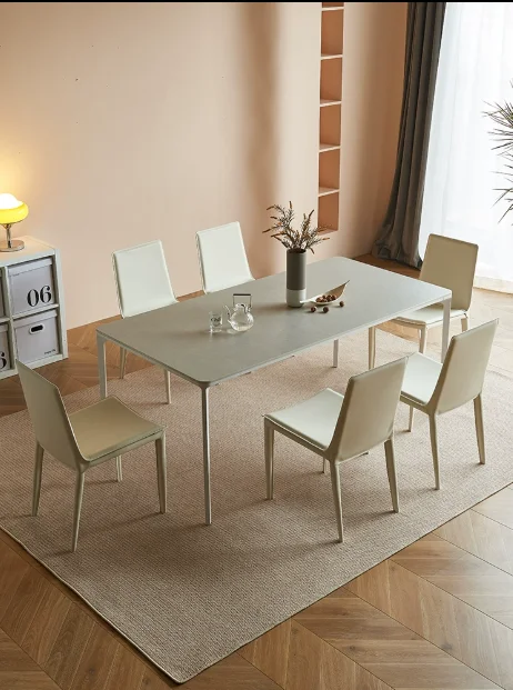 

Light Luxury Cream Style Nordic Dining Tables and Chairs, Italian Reading Tables and Chairs, Modern Simple Backrests, Saddle Lea