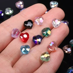 30pcs/lot Faceted Black Glass Crystal Heart Beads Loose Spacer Beads For Jewelry Making DIY Bracelet Necklace Strands 8mm