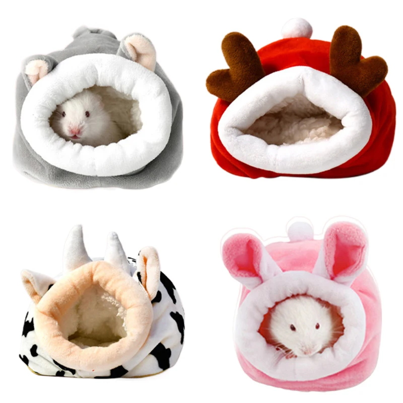 Soft Warm Cage Bed for Hamster | Winter House Velvet Nest Sleeping Warm Bed | Pet Rat Hammock Pig Squirrel  Small Pet Items