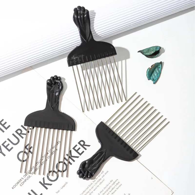 Black Metal Hair Comb Men's Hairdressing Combs Barbershop Hair Dye Brush African Pick Afro Hairbrush Hair Salon Styling Tools