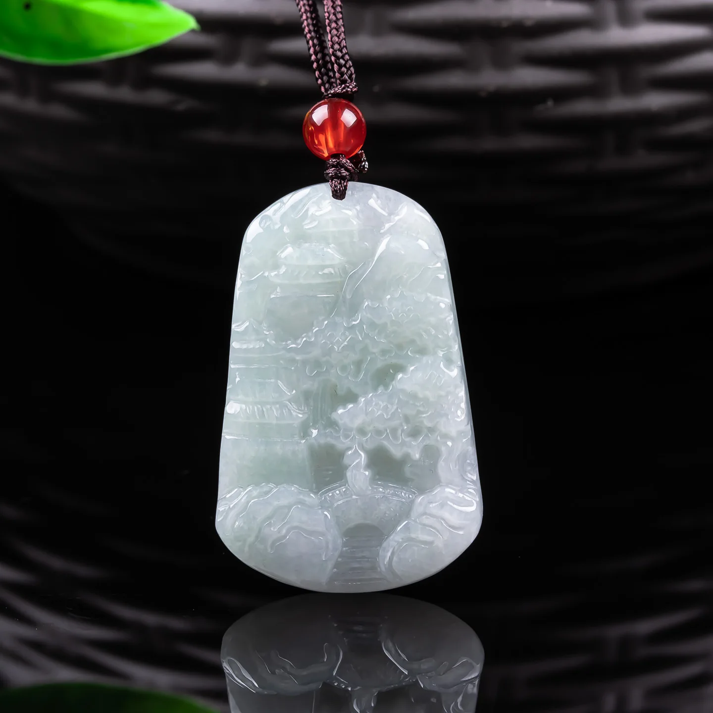 

Myanmar Jadeite Landscape Pendant Accessories Necklace Talismans Designer Charm Carved Amulet Luxury Real Jade Gifts for Women