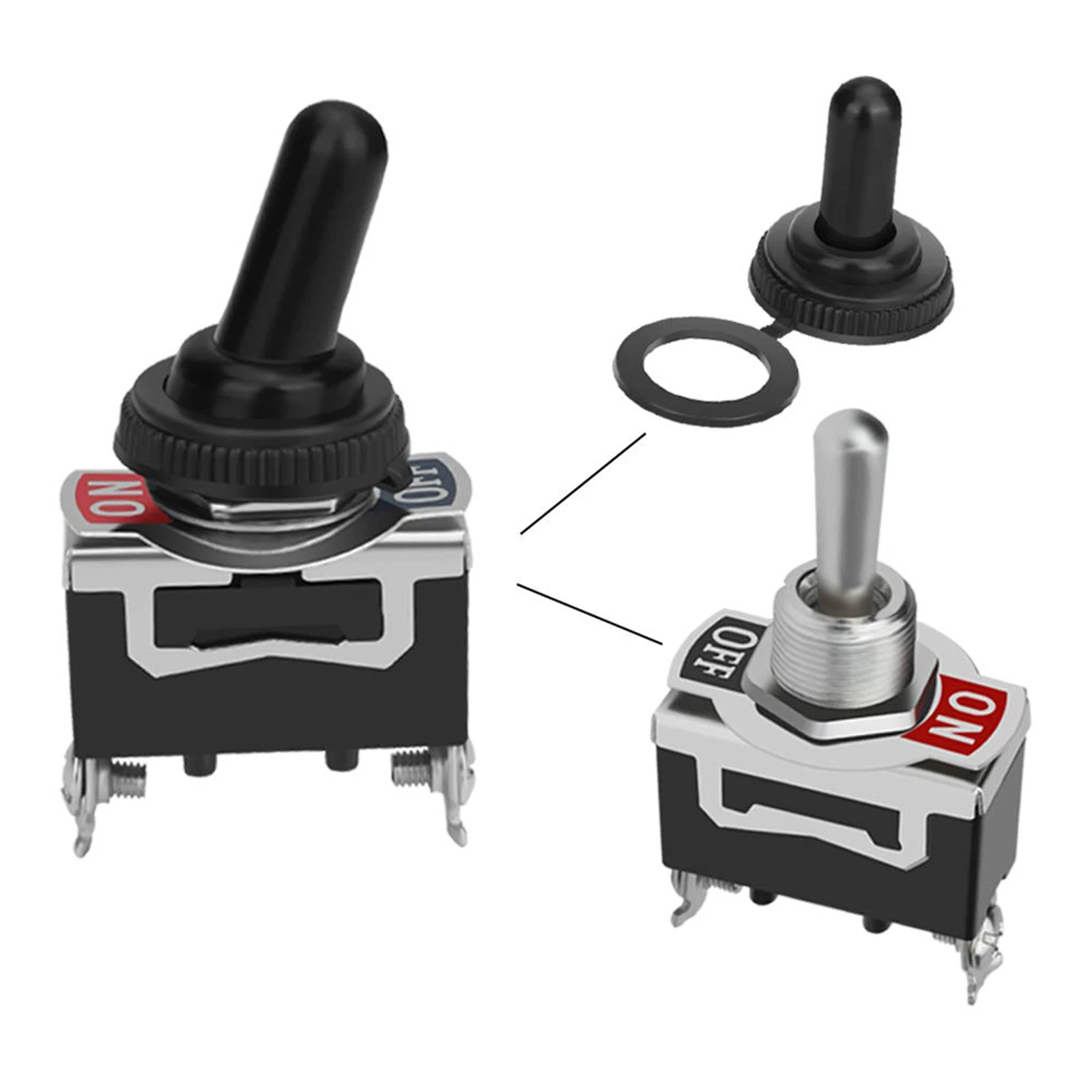 الثقيلة الروك تبديل 2Pin 15A 250 فولت 20A 125 فولت سيارة قارب الروك تبديل التبديل المعادن SPST ON/Off التبديل مقاوم للماء التمهيد غطاء تغليف #5