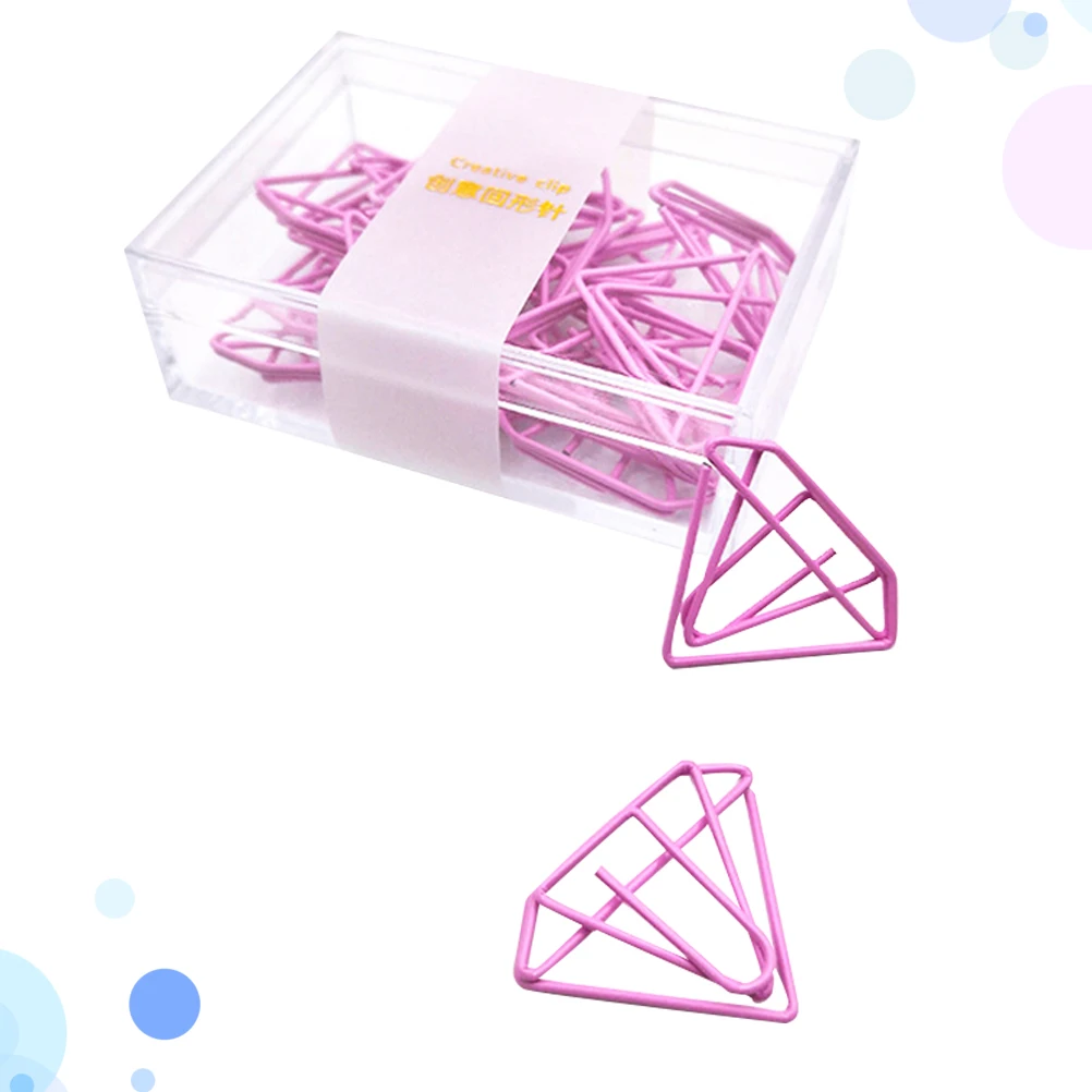 

15pcs Stationery Diamond Shape Clips Diamond Paper Clips Plastic Creative Design Office Stationery Desk Supplies