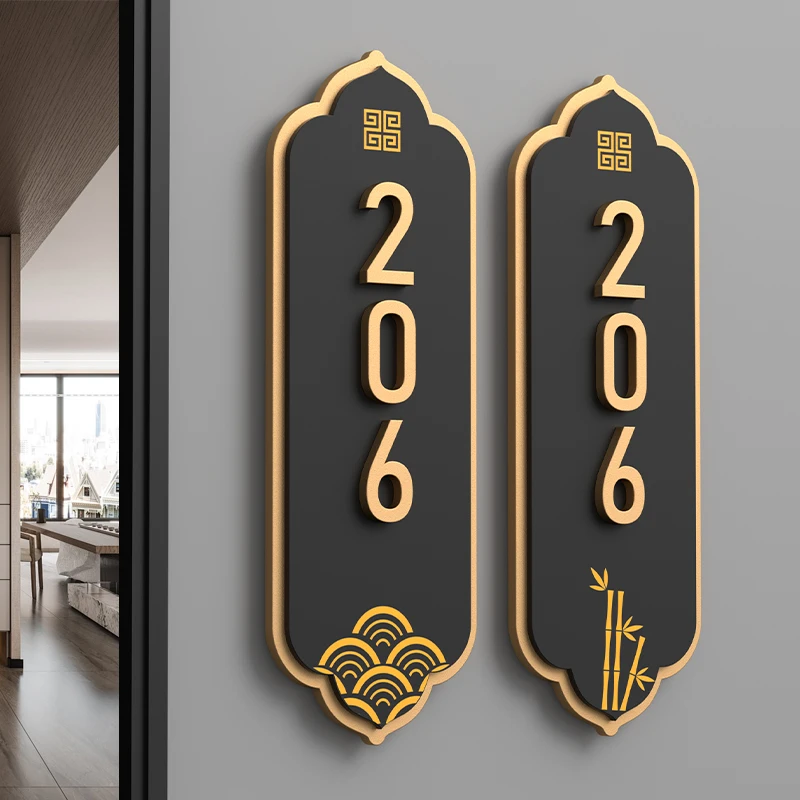 لوحة باب حديثة مكونة من 3 طبقات مخصصة رقم منزل القطع بالليزر ثلاثي الأبعاد للمنزل والفيلا ومتجر المكتب والشقق والمطعم والفندق