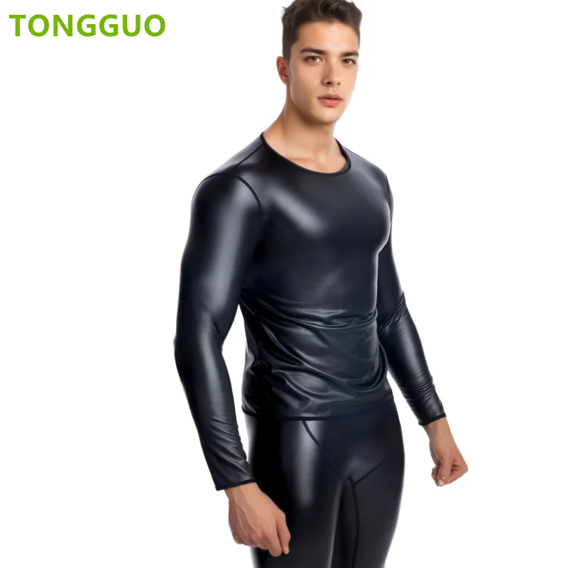 

Кожаная футболка с длинными рукавами Cool Guy, нижнее белье для похудения, формирователи тела, корсеты для тренировки талии, корректирующее белье для живота, кожаные рубашки