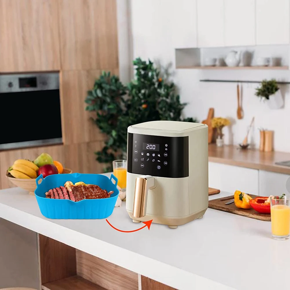 2 szt. Duża frytownica silikonowa wkładka garnek wielokrotnego użytku kosz do frytownicy powietrznej ciepło nieprzywierające wkładki do frytownicy maty miska