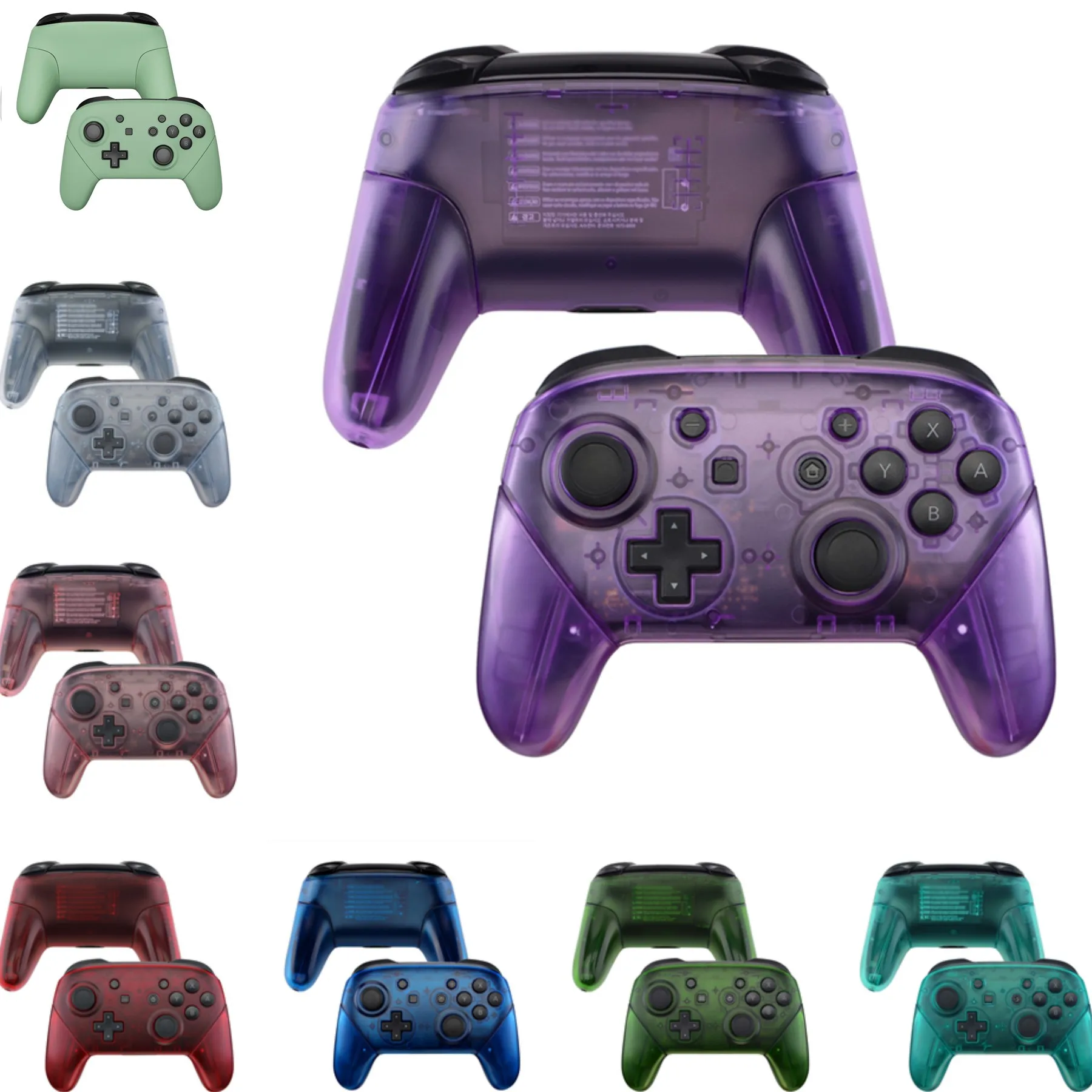 Conjunto completo de carcaça eXtremeRate para controlador NS Switch Pro, placa traseira com alças - transparente e único seires