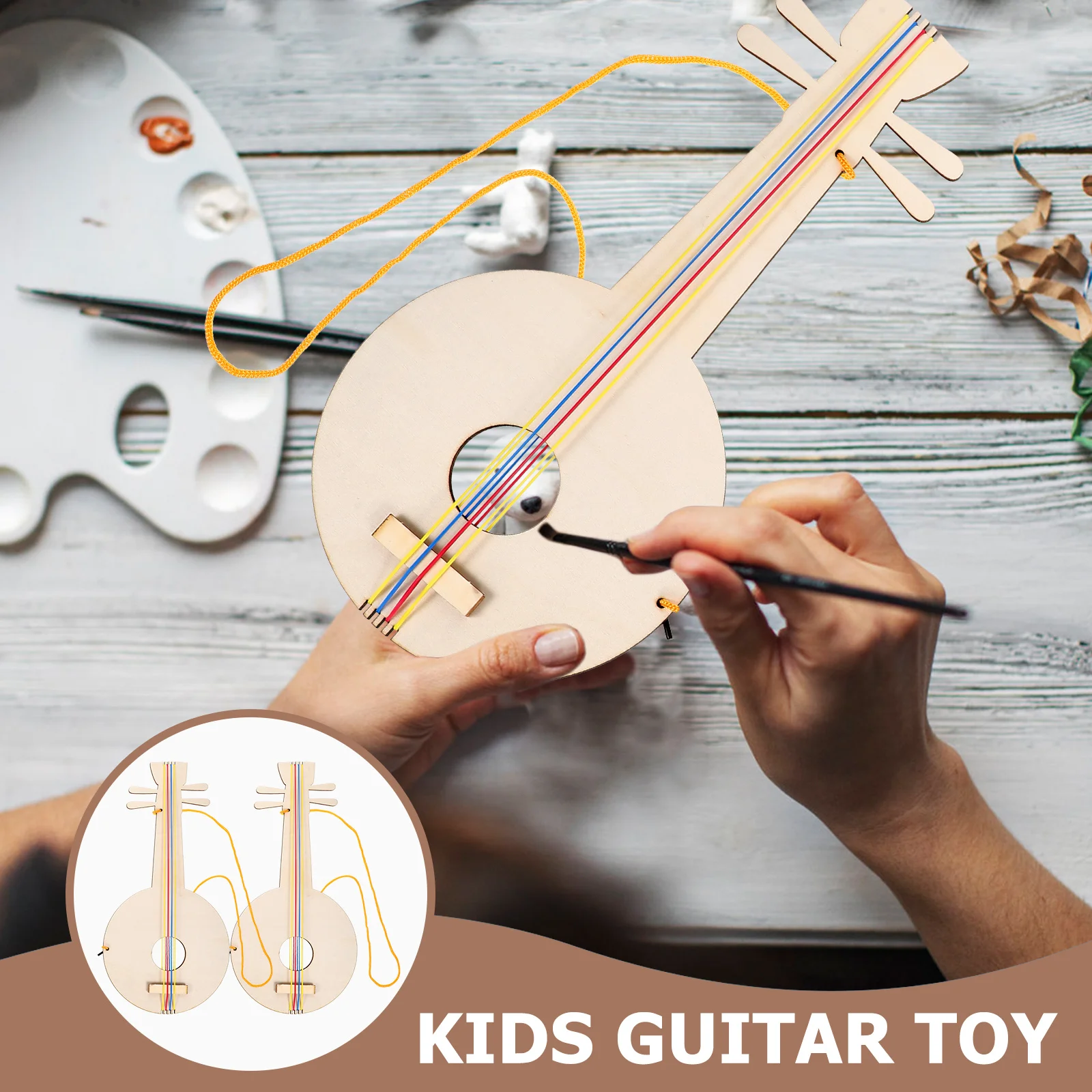 2 pçs guitarra infantil inacabado brinquedo artesanato guitarras para crianças diy graffiti pintura brinquedos