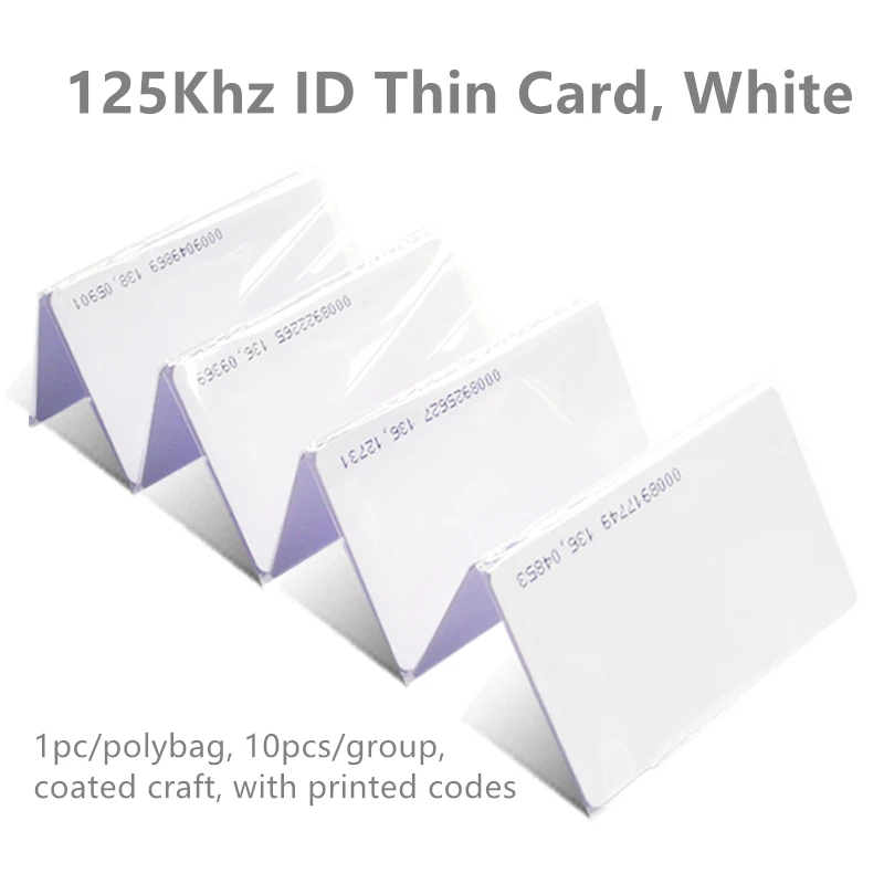 10pcs 125KHz RFID Proximity ID Card EM4100 TK4100 Blank White PVC Printable Badge Door Access Control Time Attendance System