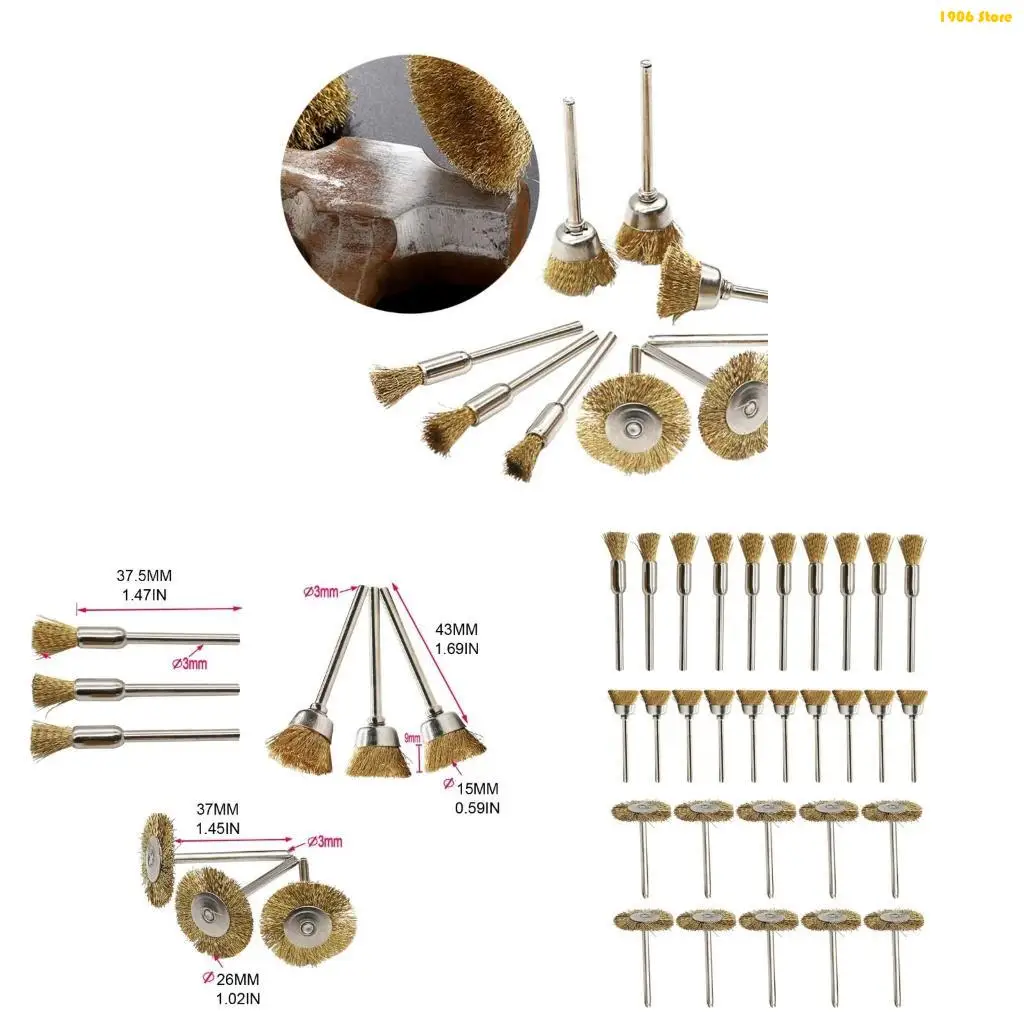 U1JB Wire Brushes Set Remove Burrs Rust Dust Brush for Hand Drill 1/8