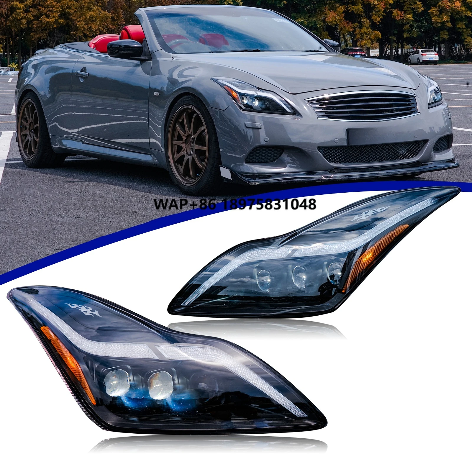 

HOSI for 2008-2015 Headlights COUPE Q60 Coupe Headlights, Automotive Assembly Lighting System Headlights