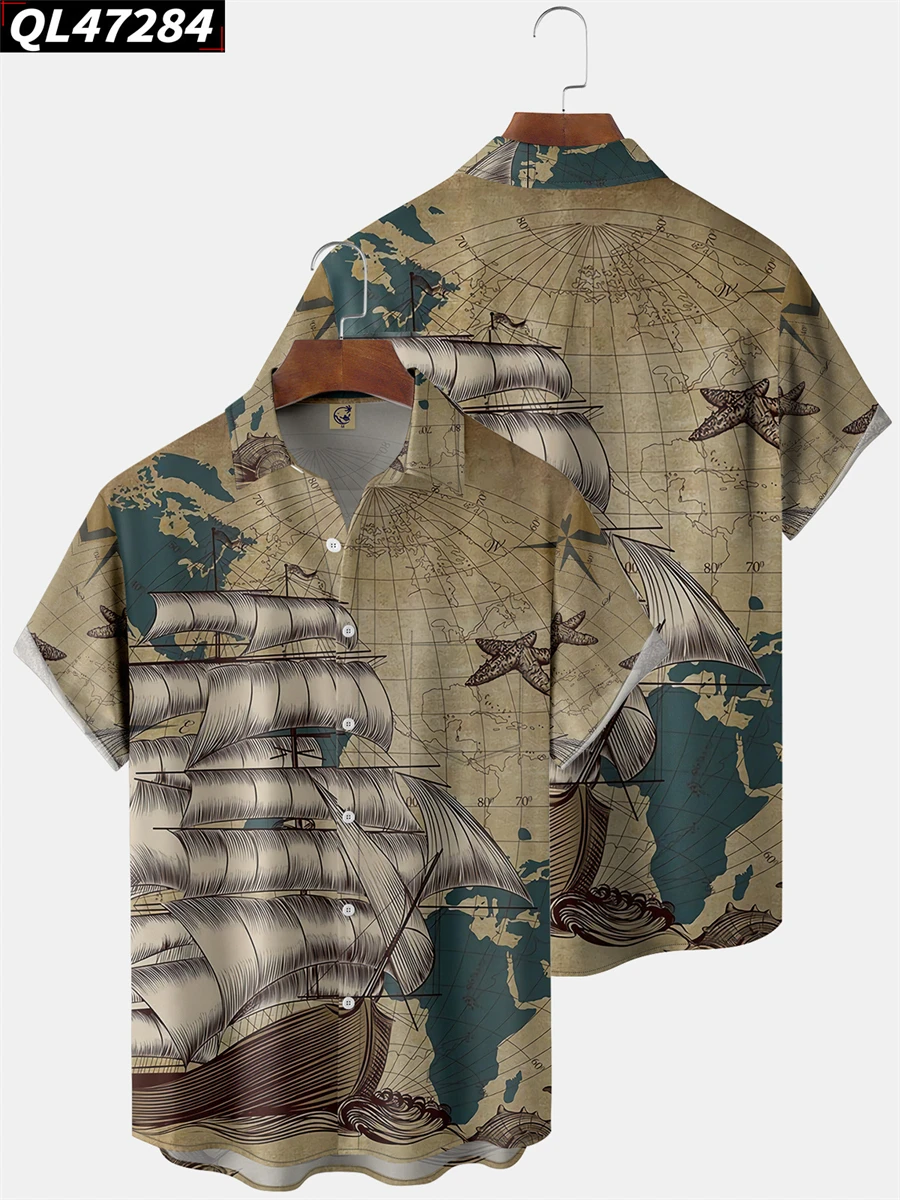 

Летняя мужская рубашка с принтом, высококачественная одежда, повседневная уличная одежда, свободные рубашки на пуговицах с короткими рукавами, блузки