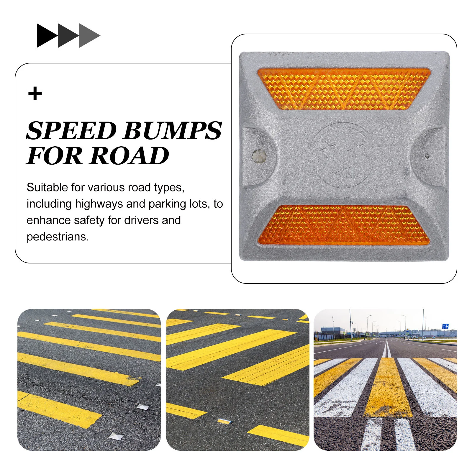 Reflective Road Markers Yellow Pavement Reflectors For Driveways Sidewalks Traffic Control Raised Road Sign Reflector