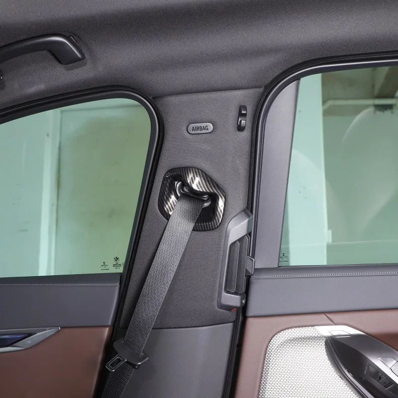 ABS ألياف الكربون السيارات الداخلية تقليم حزام الأمان الأمامي يغطي ل 2023 + BMW 7 سلسلة G70 اكسسوارات السيارات #4