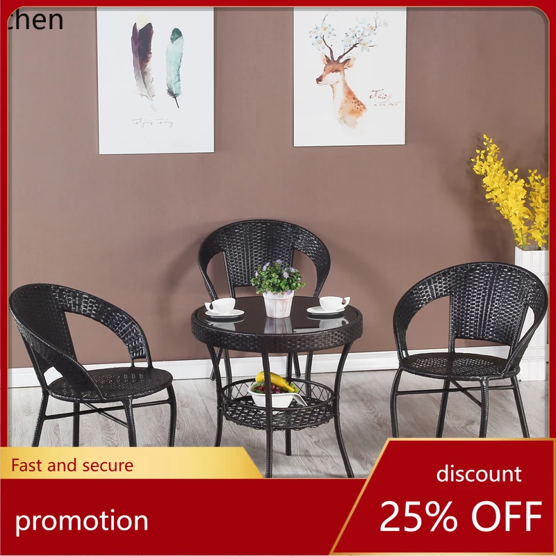 

HT Balcony Table and Chair Combination Rattan Chair Small Table Coffee Table Outdoor Leisure Chair Outdoor Patio