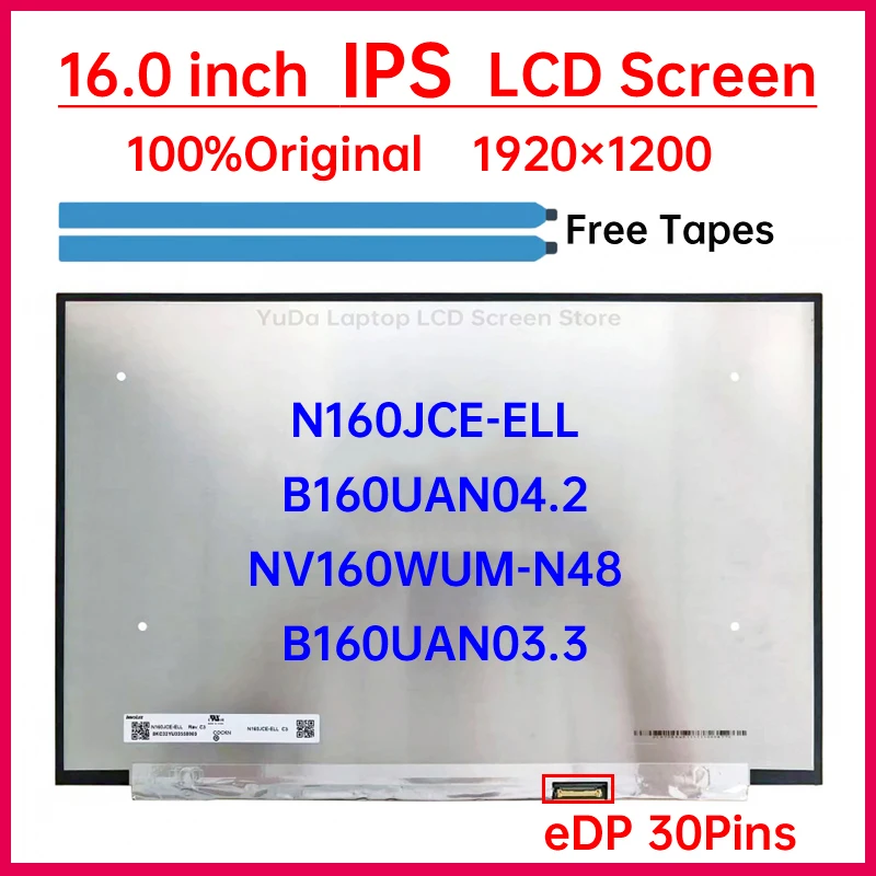 

ЖК-экран для ноутбука 16 дюймов IPS, Φ B160UAN04.2, Φ B160UAN03.3, замена панели матрицы дисплея eDP, 30 контактов, без касания