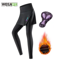 WOSAWE Women Cycling Skirt 2-in-1 With 5D Silicone Sponge Pad MTB Bike Shorts High Waist Bicycle Tights Sports Skirt