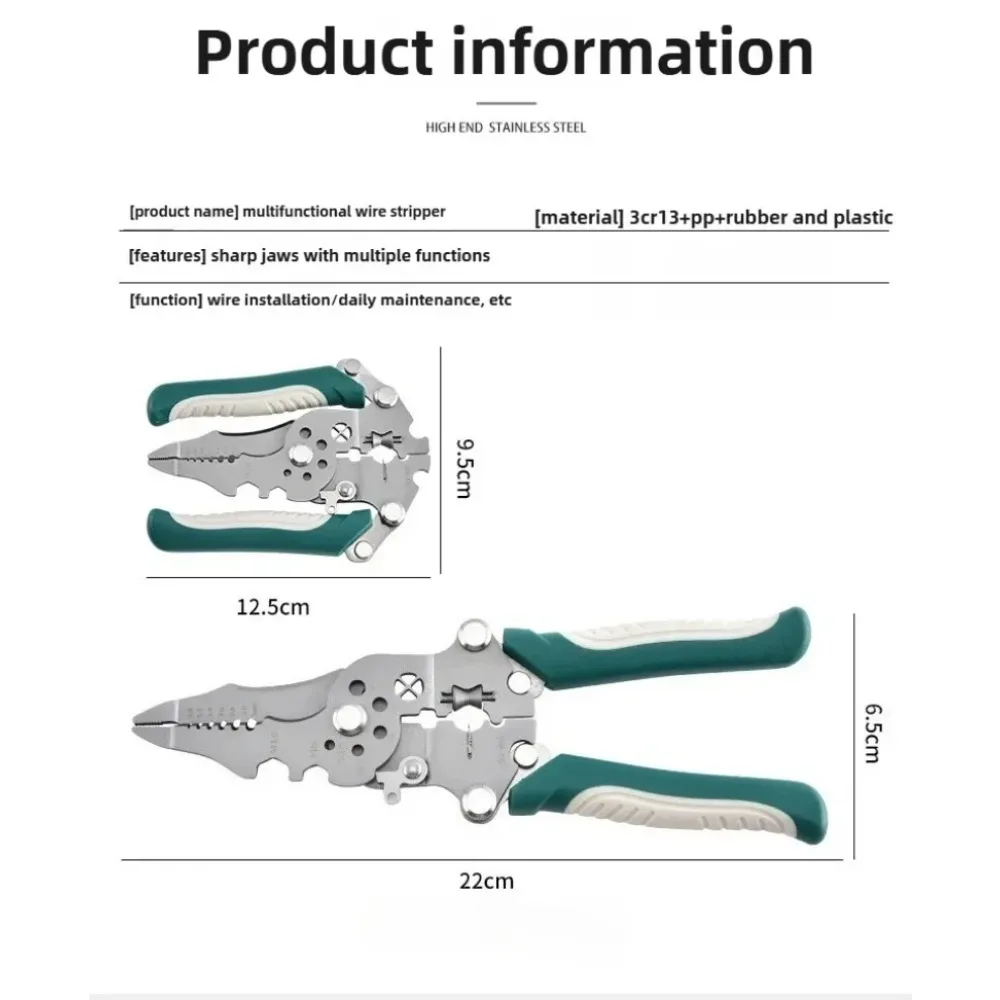 1Pcs Multifunctional Foldable Wire Stripper pulley design multi-function electrician wire splitter crimping pliers hand tool