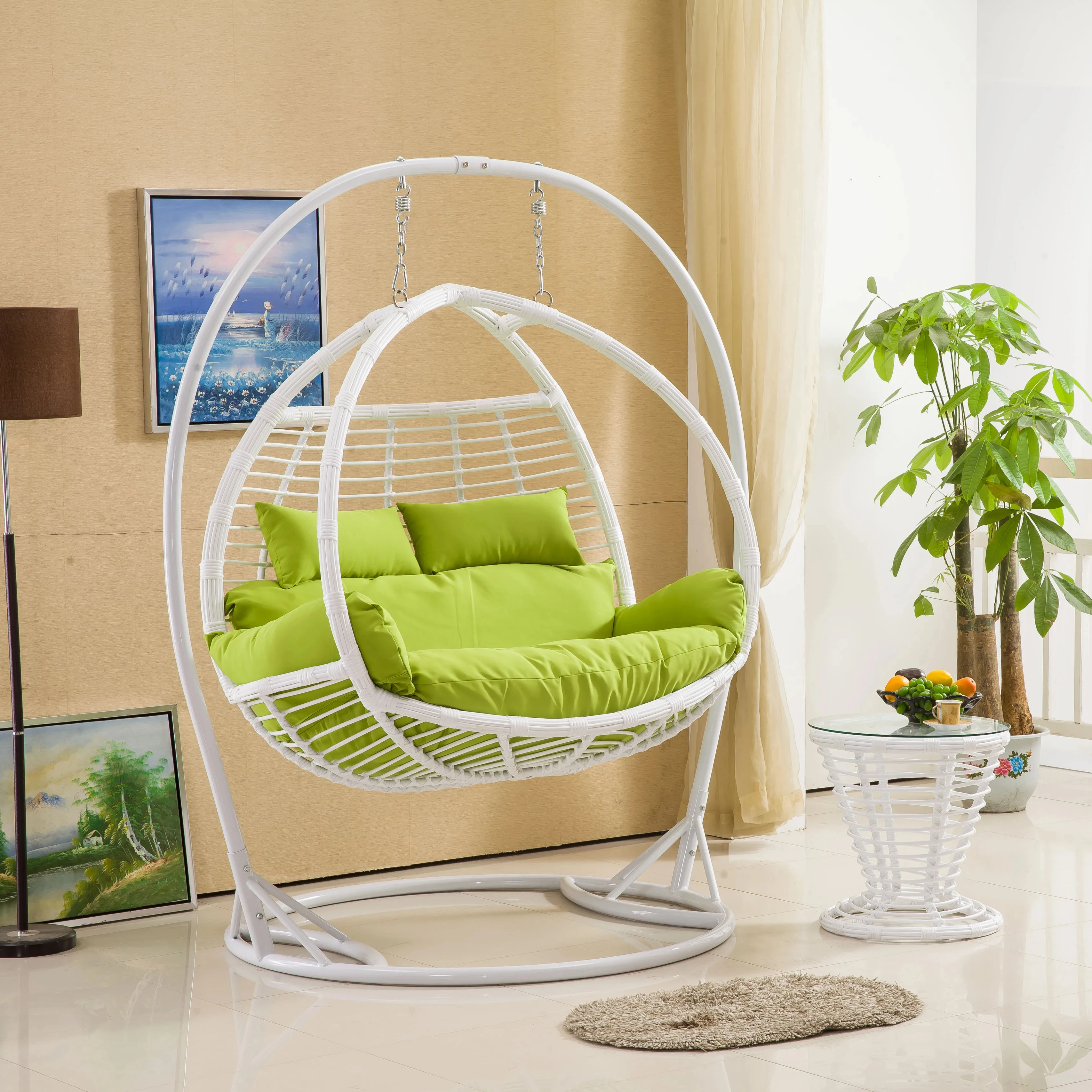 xx-Luxury Outdoor Garden Swing Chair With Stand Modern Design Hanging Pod Chair for Adults Rattan & Metal Patio Swings