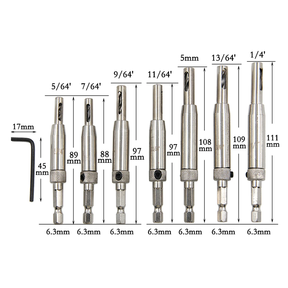 Door and window hinge hole opener for woodworking hexagonal drill bit positioning irregular drilling tool set