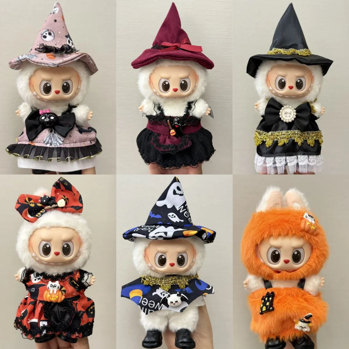 

Halloween Party Themed Outfits For 15/17cm 1st-3rd Gen Labubu Dolls Diverse Styles With Wizard Hats Skull Pumpkin Elements